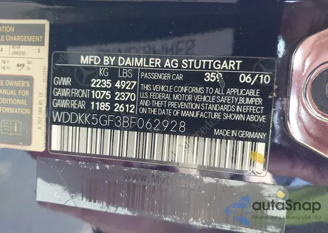 2011 Mercedes-Benz E 350 z USA, uszkodzony, nr VIN WDDKK5GF3BF062928